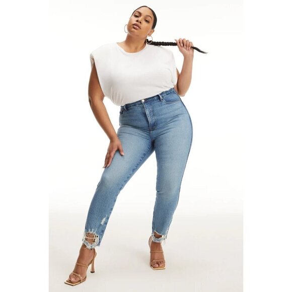 Good American curve distressed crop Jeans 18 - Picture 2 of 10